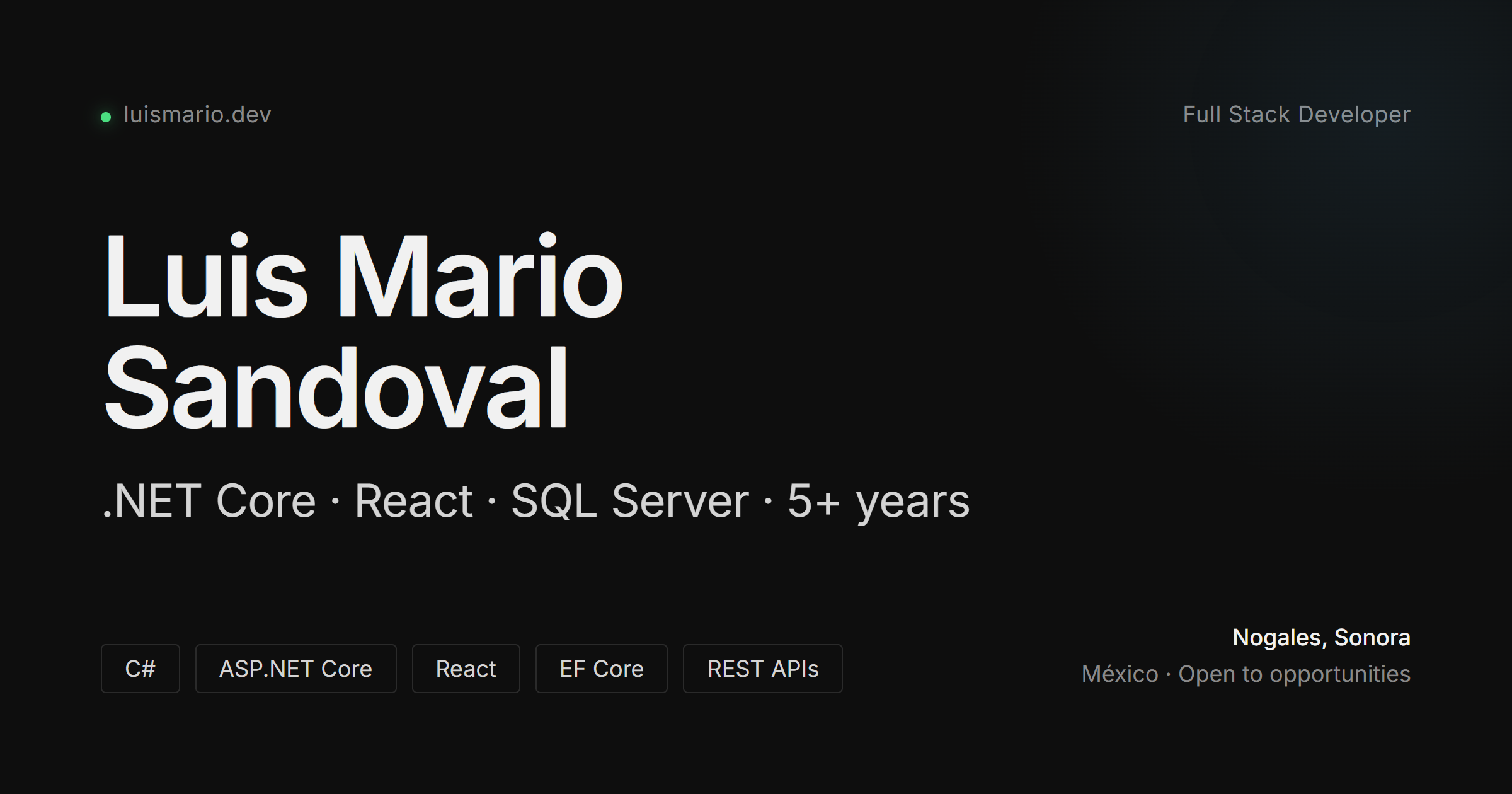 Luis Mario Sandoval — Full Stack Developer (.NET, React)